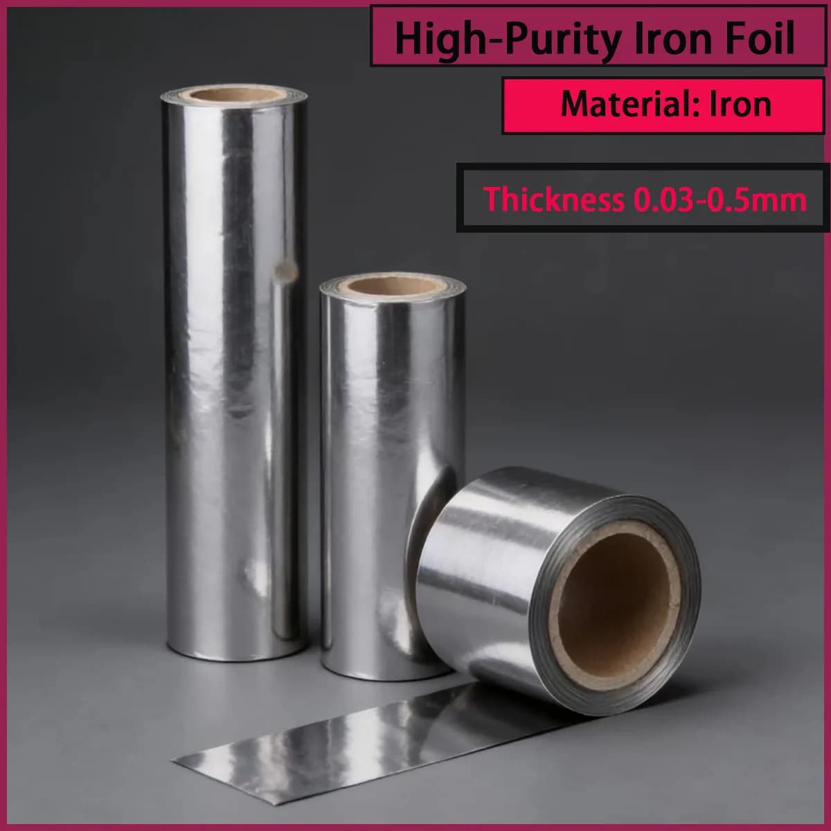 1 Meter Thick 0.03-0.5mm High-Purity Iron Foil, High-Purity Iron Plate, Purity 99.9%, Thin Metal Material