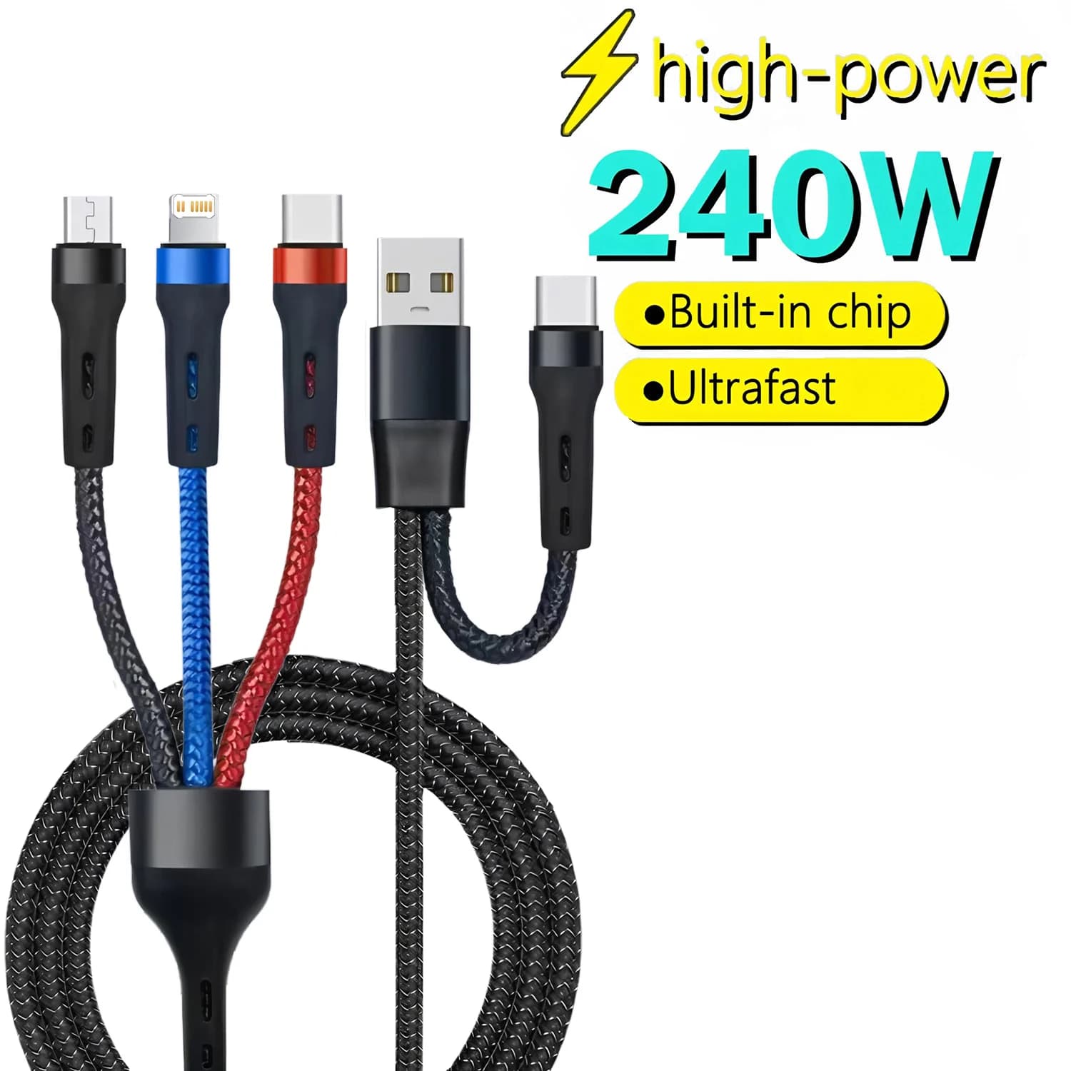 3 In 2 USB Type C Fast Charging Cable Charger Data Cable For iPhone 15 14 13 12 Pro Max 11 Samsung Xiaomi Macbook