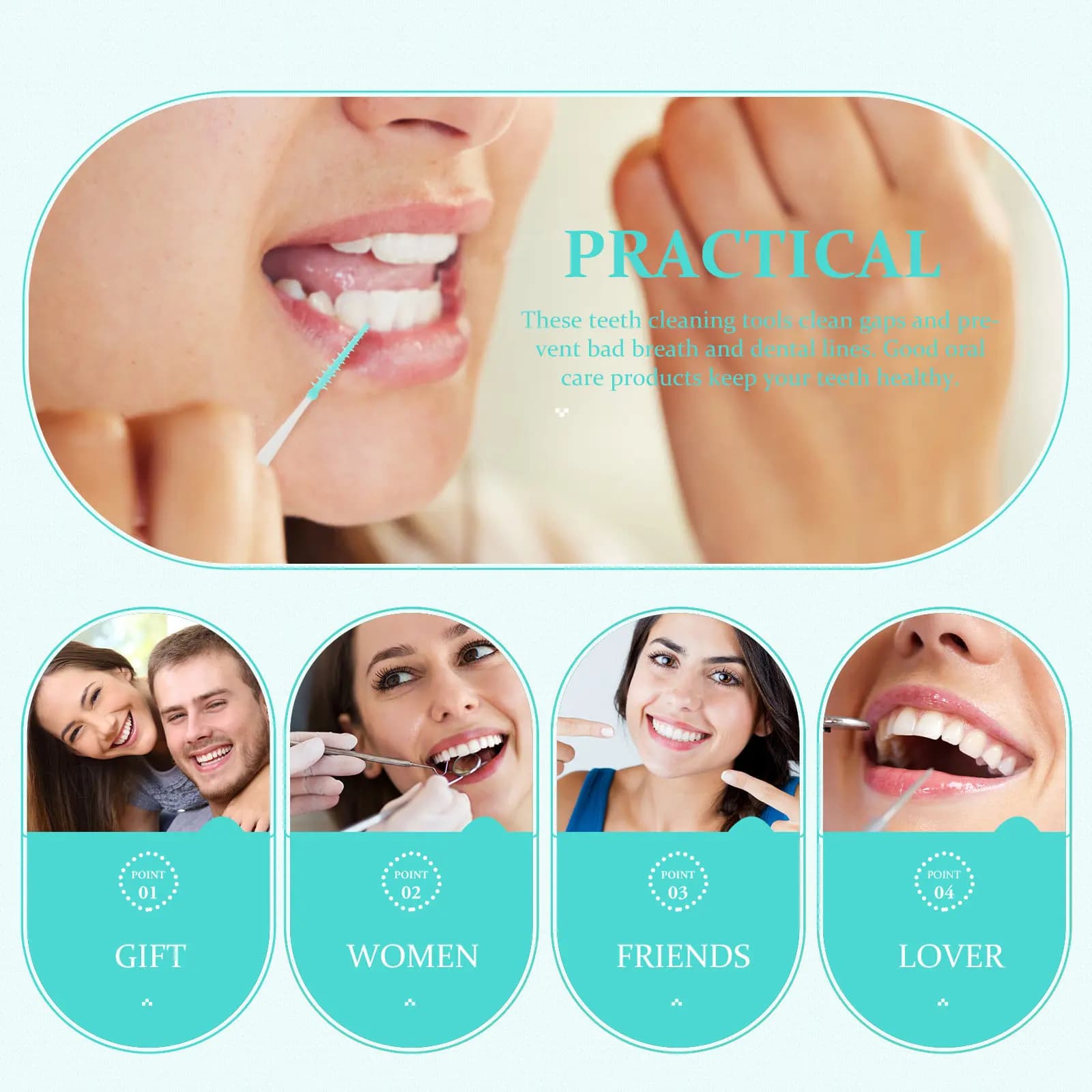80 Pezzi Spazzolini Interdentali Elastici, Strumenti per l'Igiene Orale, Pulitori per Spazi tra i Denti, Scovolini per Apparecchi Ortodontici
