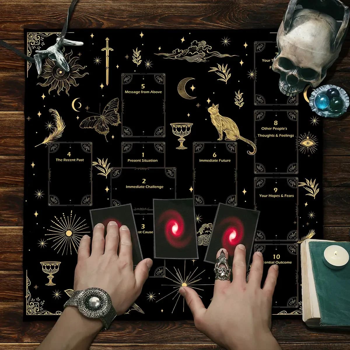 Starry SkyCeltic Cross Tarot Card Tovaglia Cartoon Altare Panno Pagan Pendolo Stregoneria Astrologia Carta Zerbino per la Camera HomeDecor