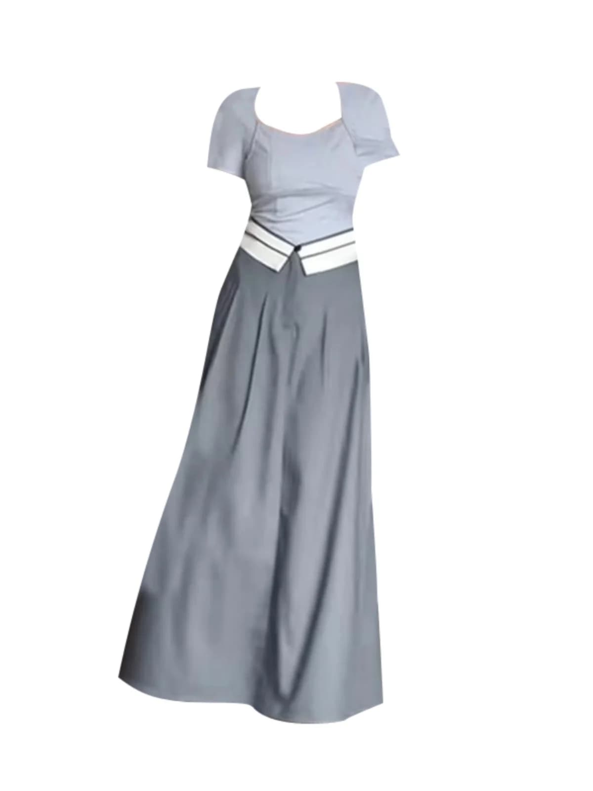 Completo Estivo Snellente con T-shirt a Maniche Corte e Gonna a Scollo Quadrato per Donne Curvy - Stile Hot Girl con Spalle Appositamente Progettate