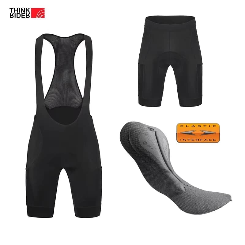 ThinkRider Shorts with Men's Cycling Braces Seamless Breathable Fast Drying Breathable Italian double arrow padded base layer and compression
