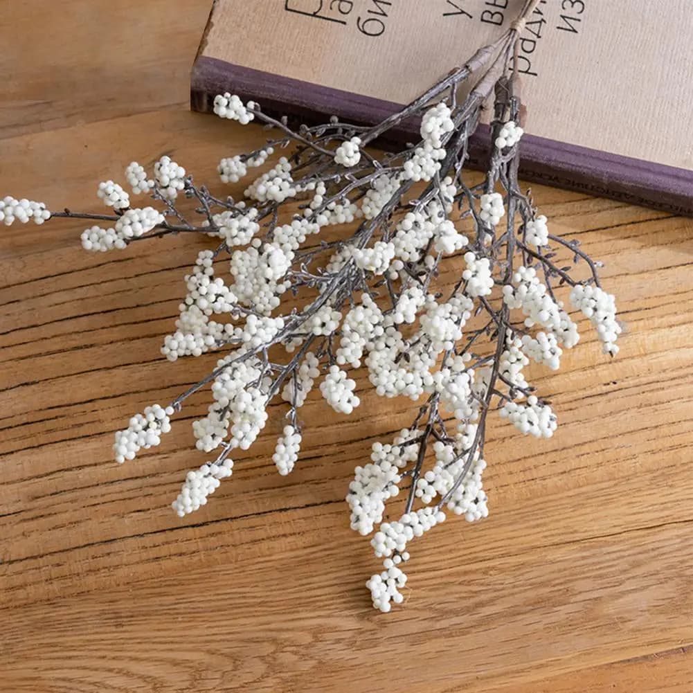 Bouquet di Fiori Artificiali, Composizione di Frutta Secca Soffice, Set di 4 Steli di Bacche Artificiali, Rami di Frutta Finta Realistici per Natale