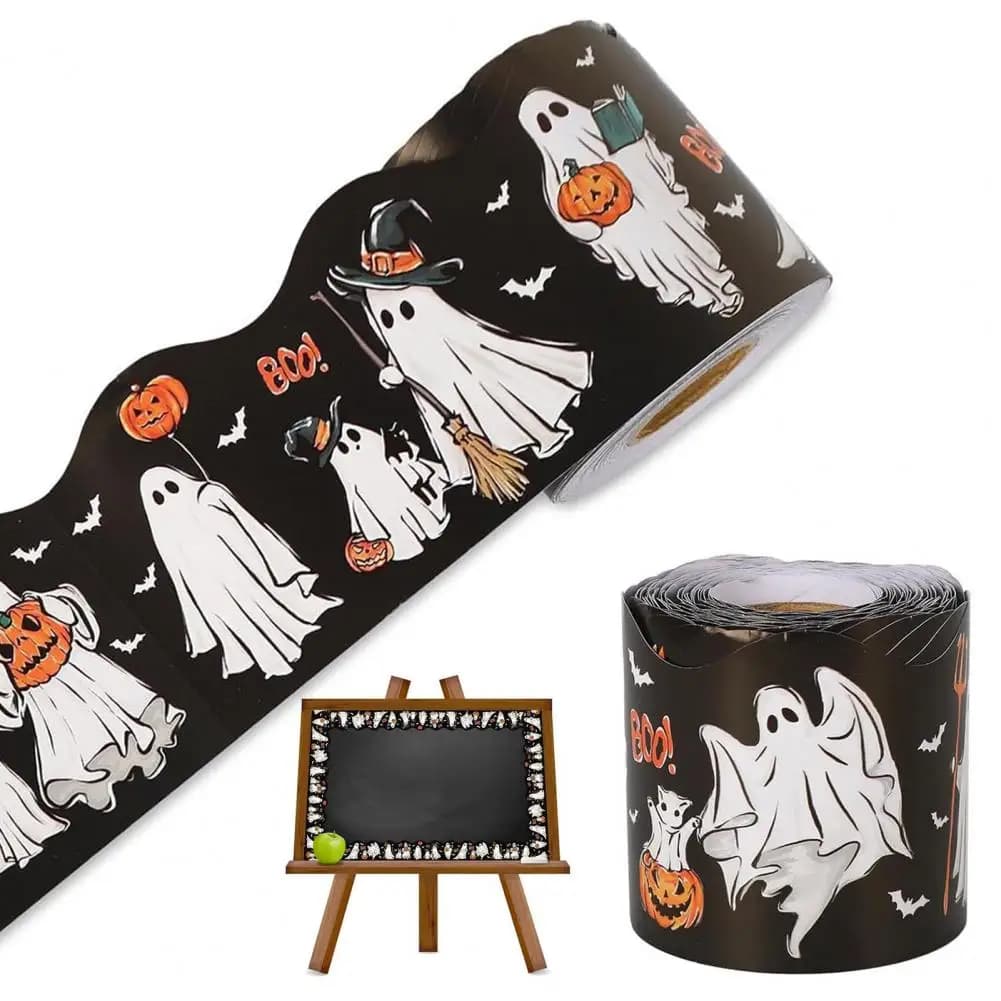 59 Ft Halloween Bacheca Self-adhesive Fantasma Pumpkin Embedded Edge Trim Roll For Office Home Party Decoration