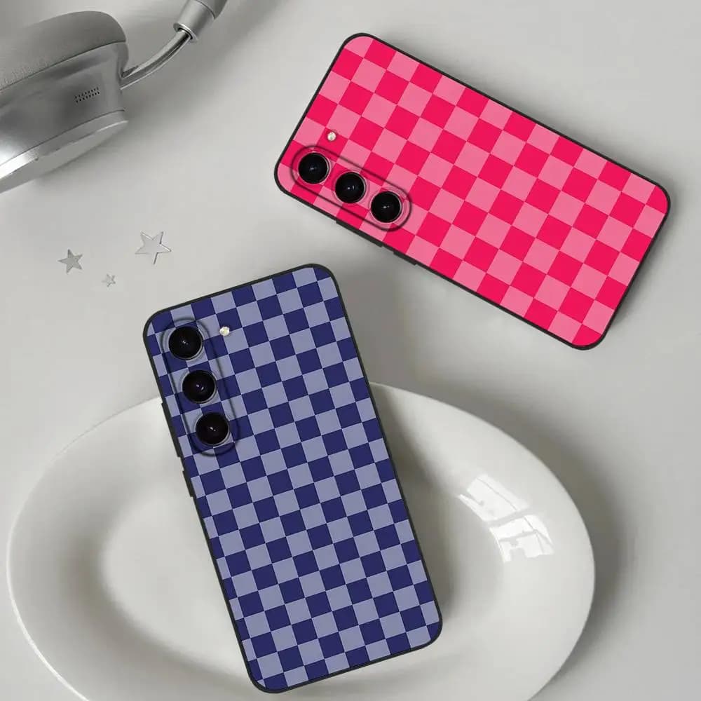 Cover Morbida a Scacchiera per Samsung Galaxy S21 S22 S23 S24ULTRA S25ULTRA FE Ultra Plus5G A52S S26