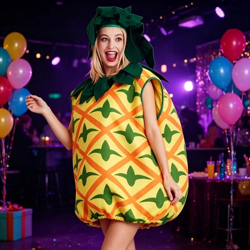 Halloween Cosplay Stage Performance Hooded Pineapple Cosplay Costume Ladies Dress Up New Fruit Pineapple Styling Costume