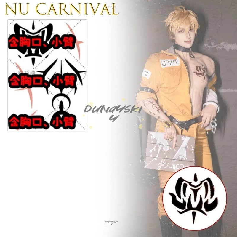 NU: Wall decals for temporary tattoos Carnival Quincy Cosplay, Accessories for Games Souls and Roleplay, Tattoos for Petto and Arm for Conventions Cosplay