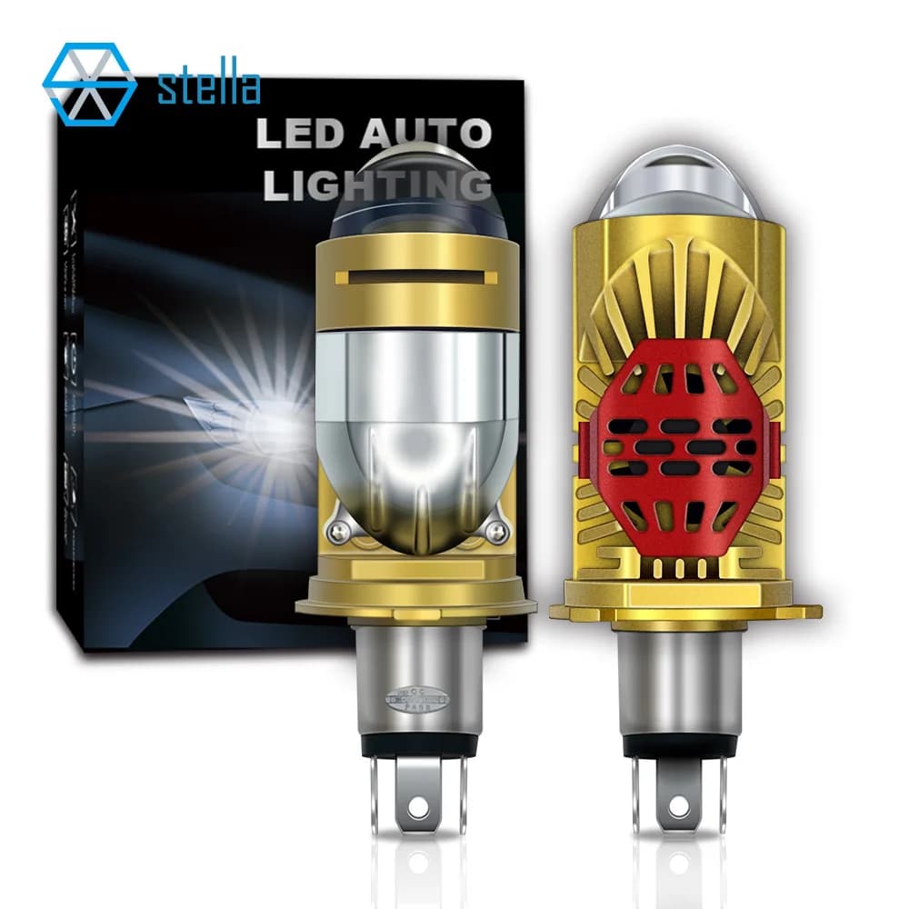 Stella Bi LED lente proiettore H4 Mini lampadina 110W Canbus 14000LM facile installazione ventola lente di raffreddamento faro per auto/moto 8-90V