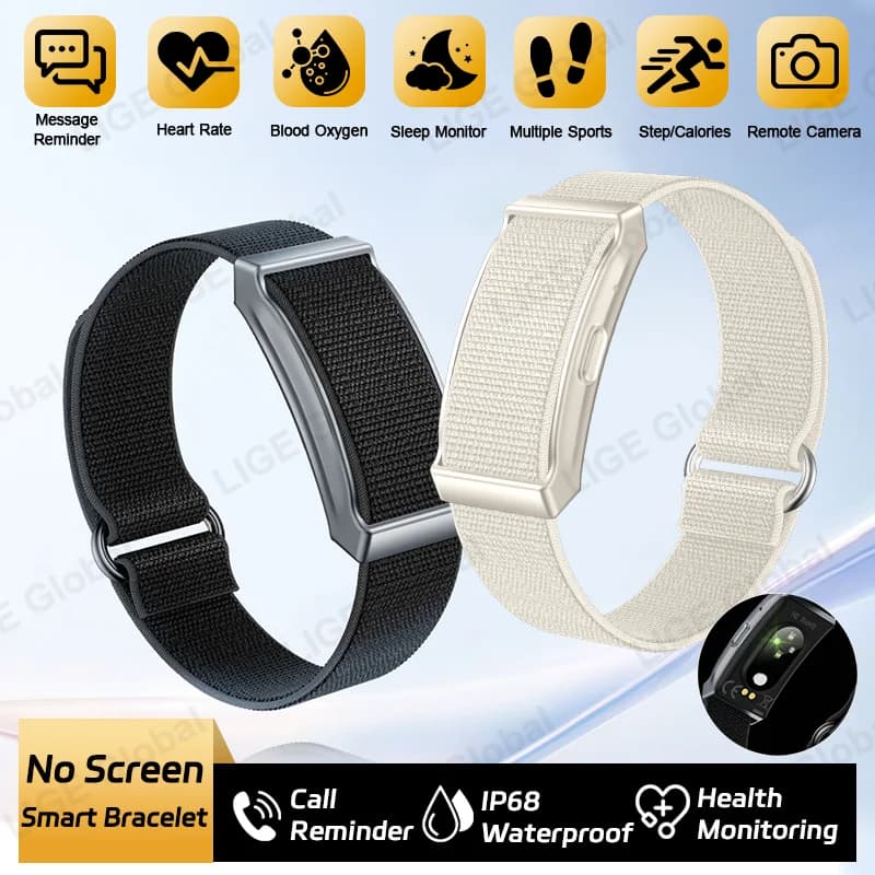 LIGE New Sports Smart Bracelet Heart Rate HRV Blood Oxygen Fitness Tracker Pedometer Call Reminder Smartwatch Band For Men Women