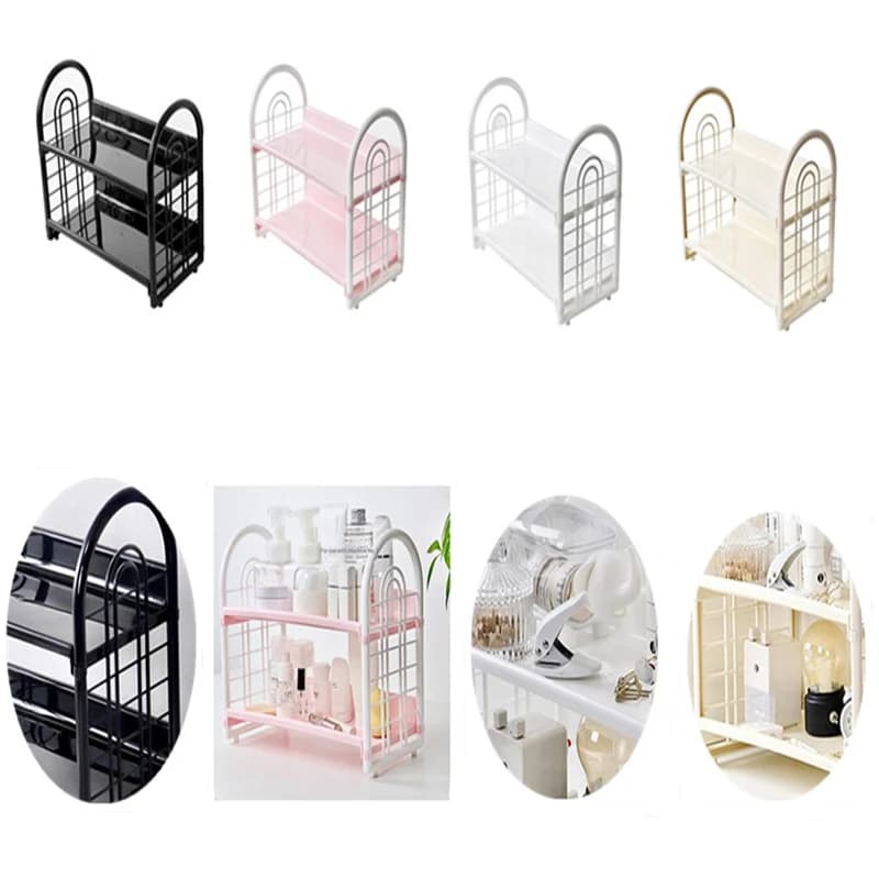 [THG] Scaffale organizer da tavolo in plastica multifunzionale a doppio strato per cosmetici, camera da letto e accessori per dormitori