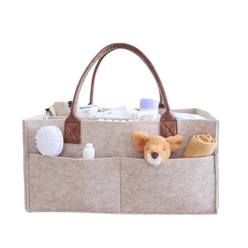 Cesto portaoggetti in feltro per neonati, organizer per cameretta, borsa fasciatoio con manici, portaoggetti per pannolini, contenitore per bambini con tasca grande
