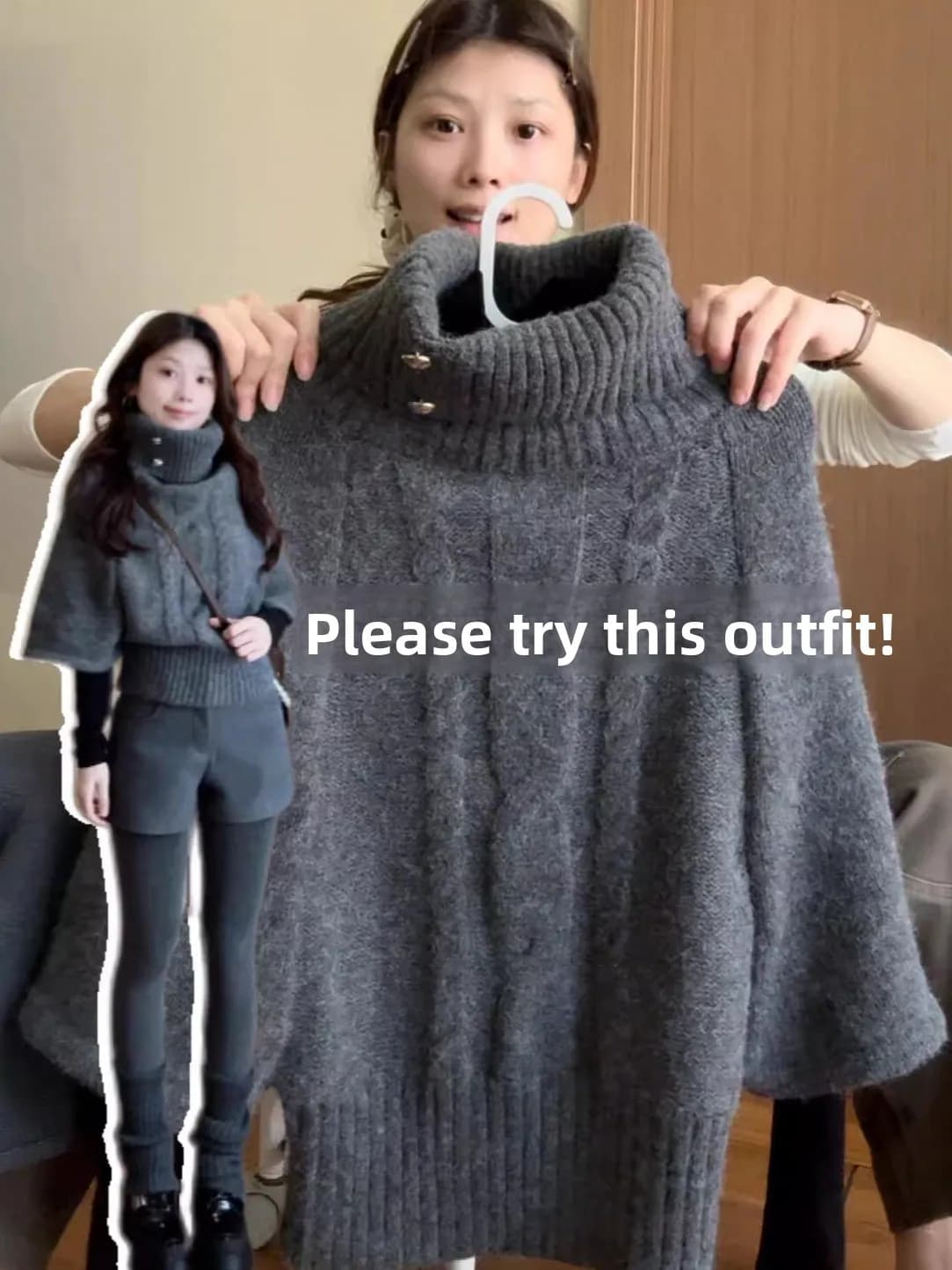 Maglione lavorato a maglia a collo alto, stile casual, ampio e coprente, per donna, ideale per l'inizio dell'autunno e l'inverno.