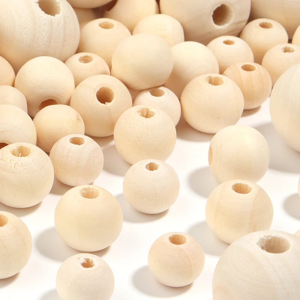 10-100 pz/lotto colore del ceppo perline di legno perline di legno rotonde perline allentate perline distanziatrici per gioielli che fanno fai da te braccialetto collana artigianale