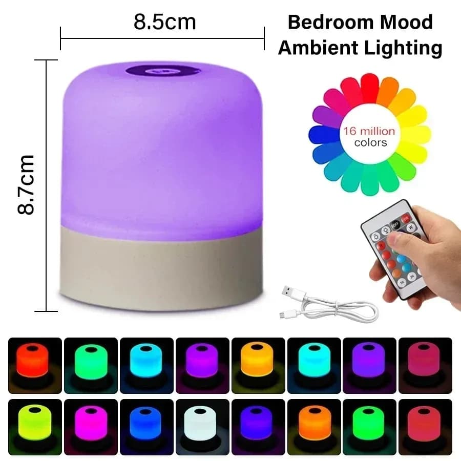 GGbingo Touch Night Light Rechargeable night light with remote control Dimmable table lamp RGB Environmental light for living room bedroom