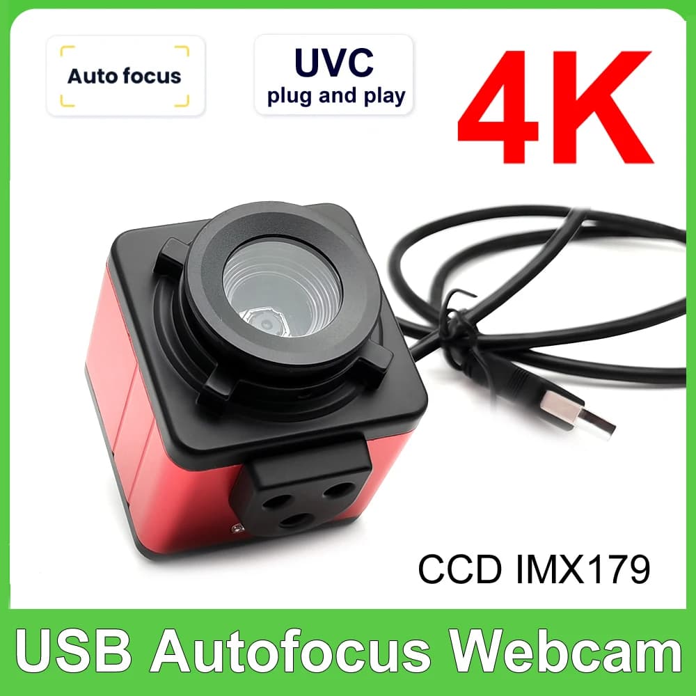 4K USB webcam with autofocus Sony IMX179 sensor from 8 MP USB camera Objective without distortion Plug and play for live streaming video conferencing