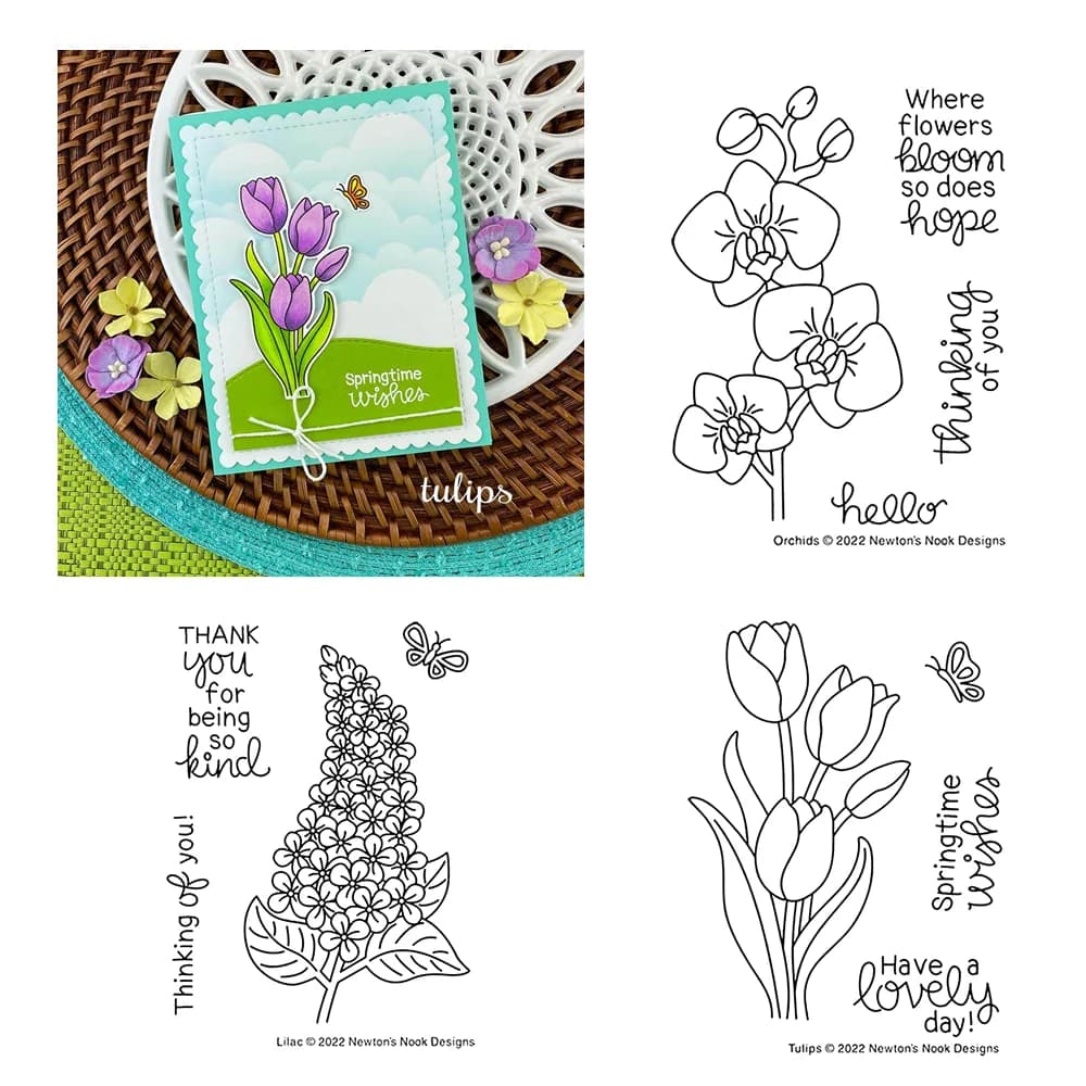 2026 New Lilac Tulip Orchids Flower Clear Stamps and Cutting Dies for Scrapbooking Paper Making Frames Card Crafts