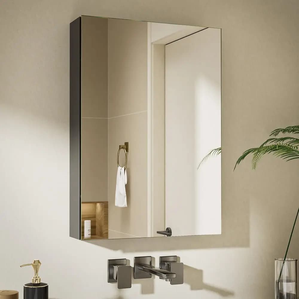 Armadietto da bagno componibile con chiusura ammortizzata e vetro su entrambi i lati, specchio reversibile a parete (28" L x 20")