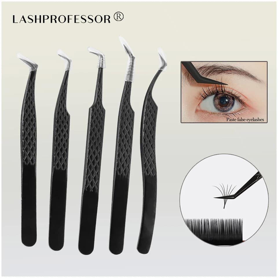 Pinzette per ciglia finte precise per clip per estensione ciglia Pinzette per ciglia ad alta precisione per strumenti per il trucco delle ventole del volume
