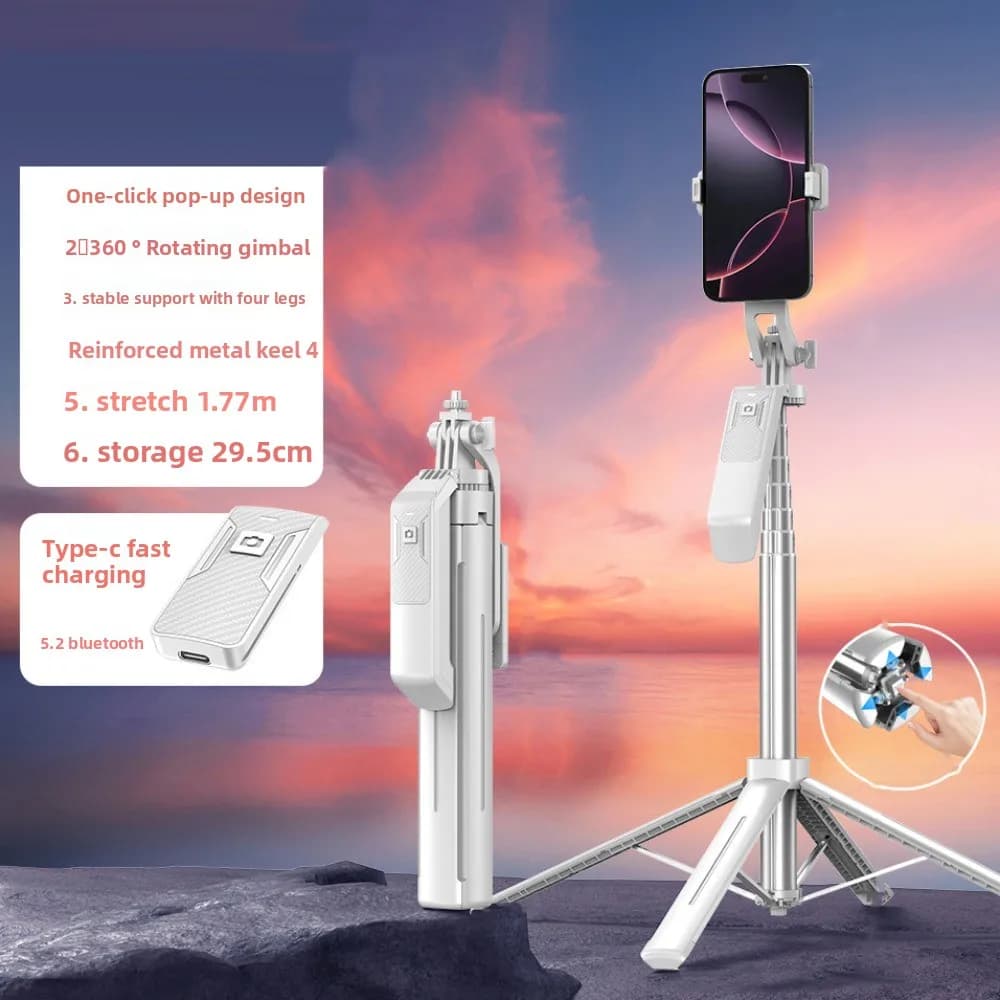 Treppiede Bluetooth per Selfie, Bastone Telescopico Portatile Regolabile per Selfie, Supporto per Selfie Estensibile