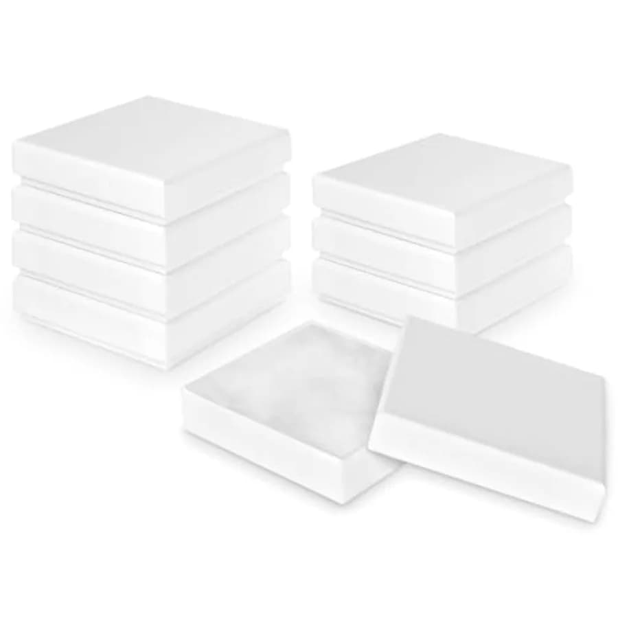 Jewelry Gift Boxes 8 Pack, Cardboard Jewelry Boxes Bulk 3.5 x 3.5 x 7/8 Inch, Bracelet Boxes with Cotton Filled and Lids, Small