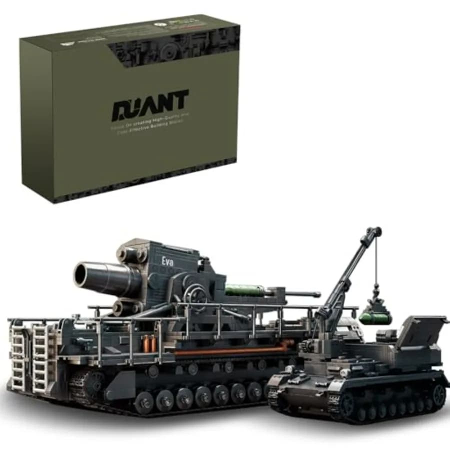 39161 1:28 Set di Blocchi da Costruzione Carro Armato Pesante Karl-Gert 4706 Pezzi Modello Espositivo di Equipaggiamento Militare Terrestre della Seconda Guerra Mondiale in Grigio Metallizzato
