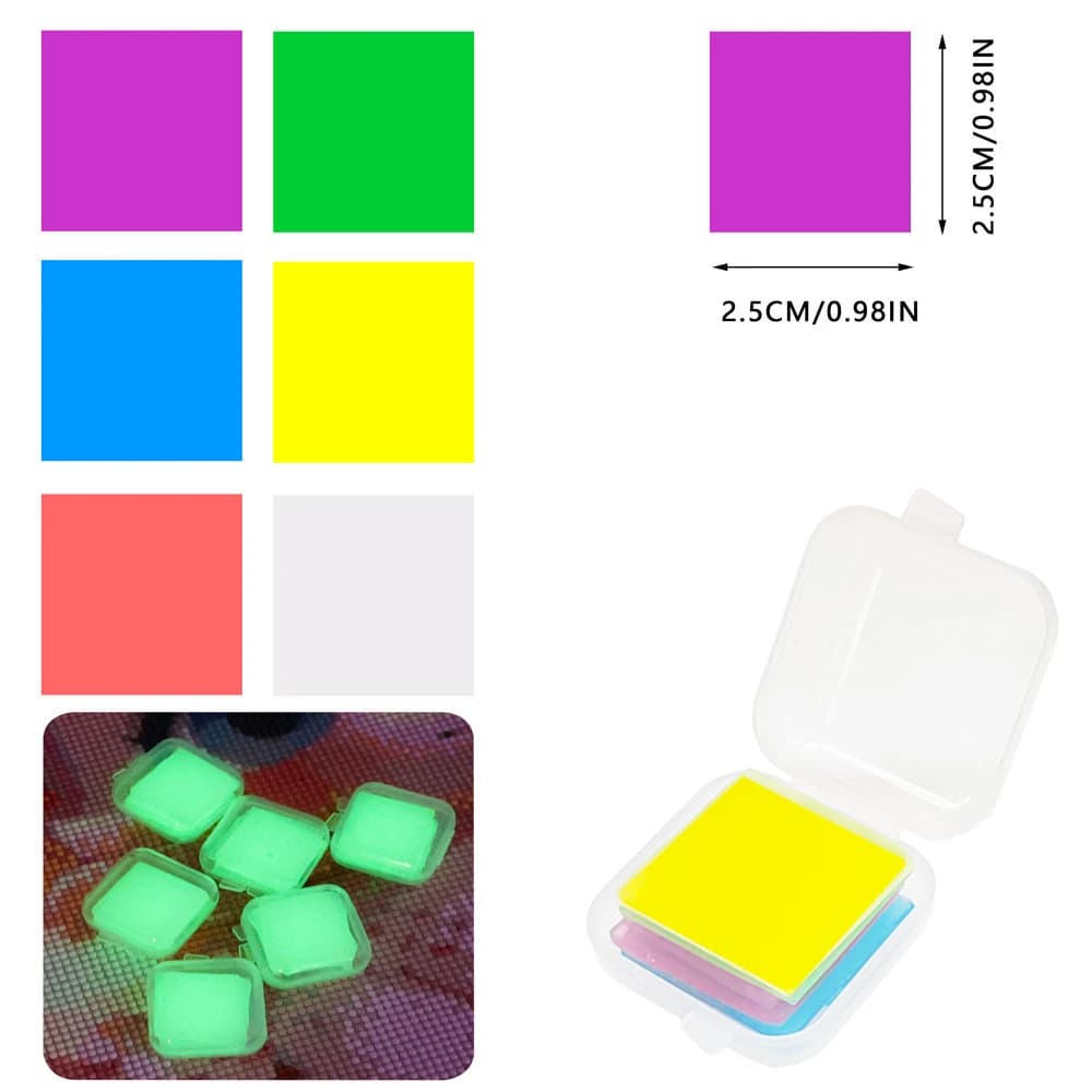 Diamond Painting Glow-In-The-Dark Rhinestone Clay New Colorful Square Box Set DIY Clay Blocks Cross-Stitch Rhinestone Pen Tools