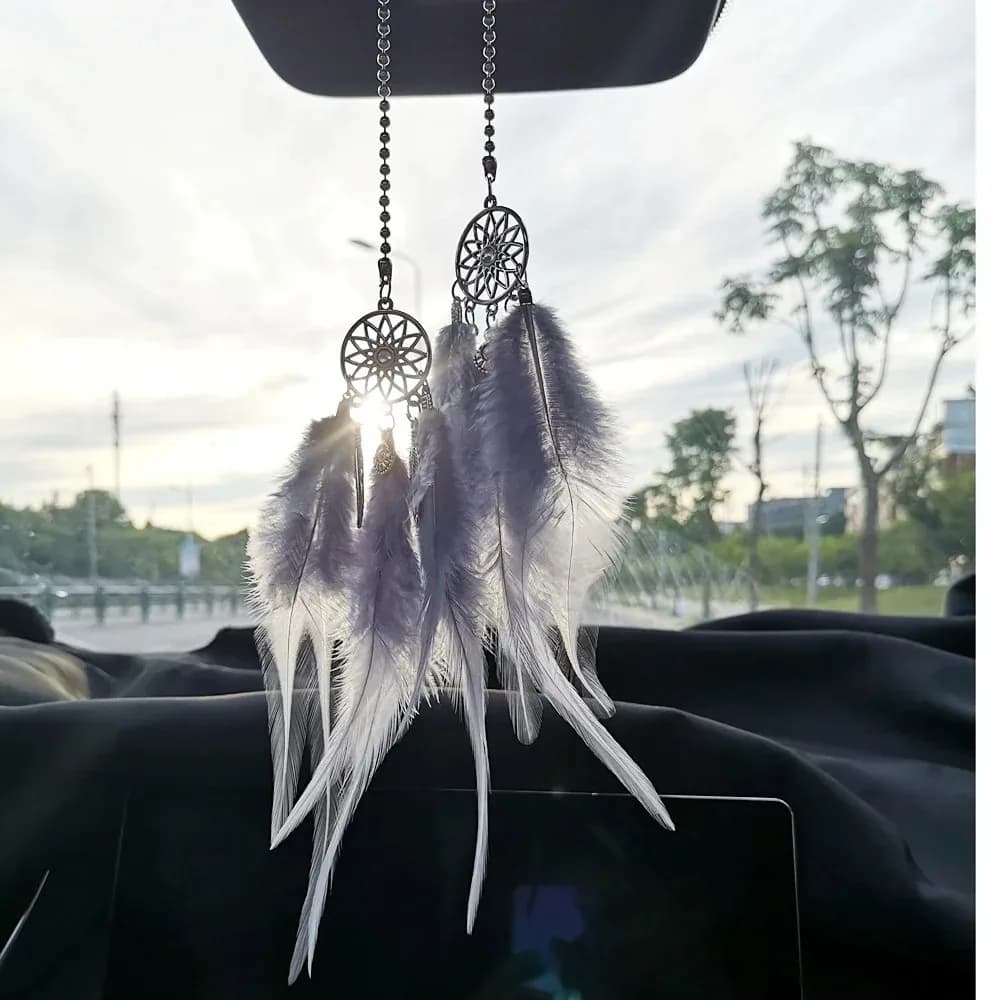 Moon Star Feather Dreamcatcher Car Ornament Rearview Mirror