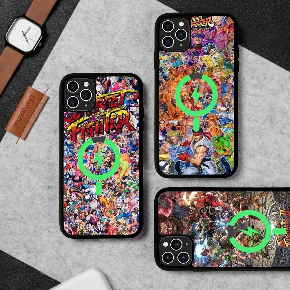 S-Street F-Fighter Game Magnetic Wireless Phone Case For IPhone 17 16 15 14 13 12 11 Pro Max For Magsafe Cover