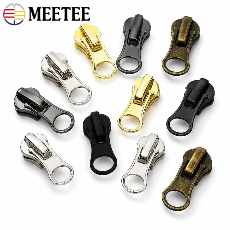 10/20Pcs Meetee 3#5#8# Metal Zipper Slider Auto Lock Puller Head for Bag Jacket Clothes Repair Kit DIY Craft Sewing Accessories