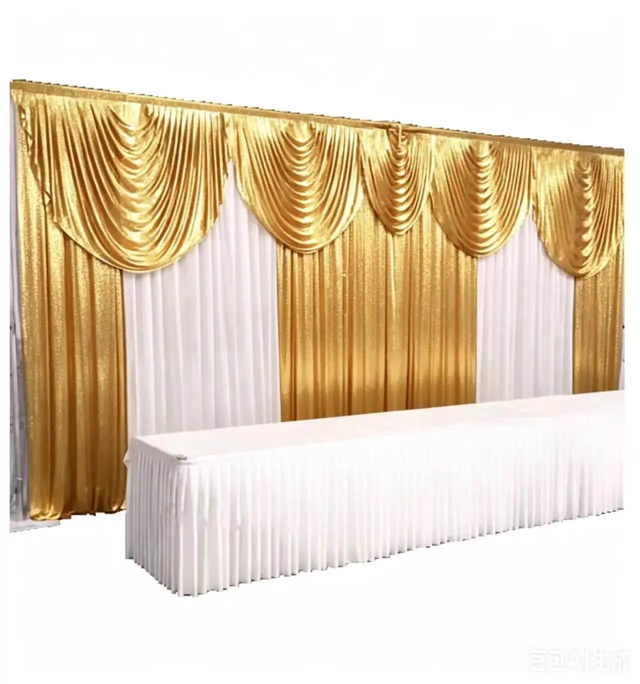 Pannello Decorativo di Lusso 3x6M/10x20FT con Drappeggi Dorati per Matrimoni, Baby Shower, Sfondo per Feste, Tenda per Palcoscenico