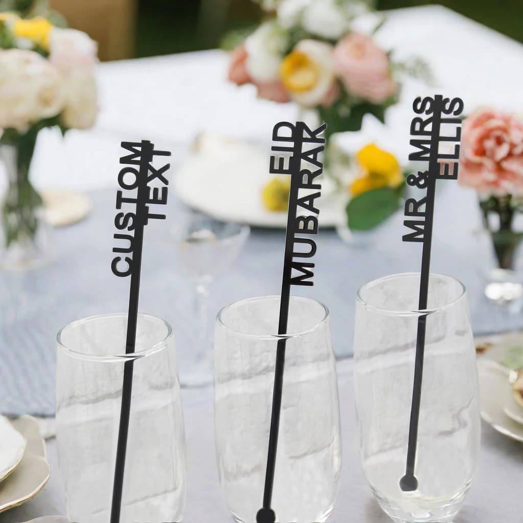 12/60/120 pz Personalizzato Decorazioni di Nozze Compleanno Nome Personalizzato Acrilico Festa Bevanda Mescolare Cocktail Agitatori Battesimo souvenir
