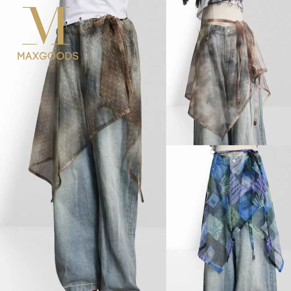 High Waist Lace Midi Skirt See Through Side Slit Lace Drawstring Skirt Breathable Y2K Streetwear Lace Long Skirt Hip Scarf