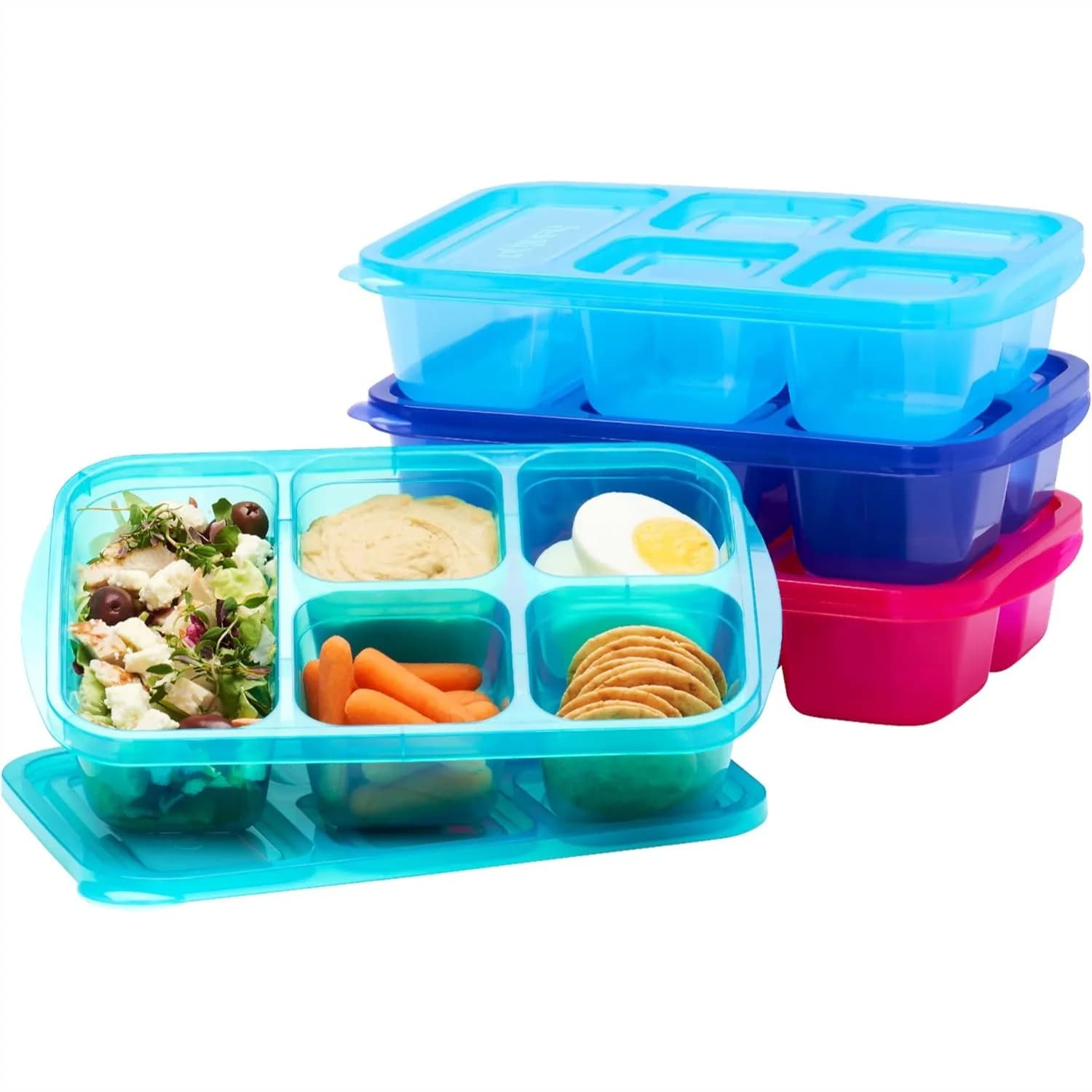 Bentgo Easyboxes Contenitori per Alimenti a 5 Scomparti, Set Impilabile da 8 Pezzi con Coperchi per Preparazione Pasti, Scuola e Lavoro, Riutilizzabili Senza BPA