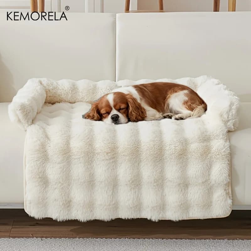 Letto per cani in finta pelliccia di coniglio caldo addensato Materasso per animali domestici in peluche di lusso con cuscino antiscivolo resistente ai graffi per cani di taglia media