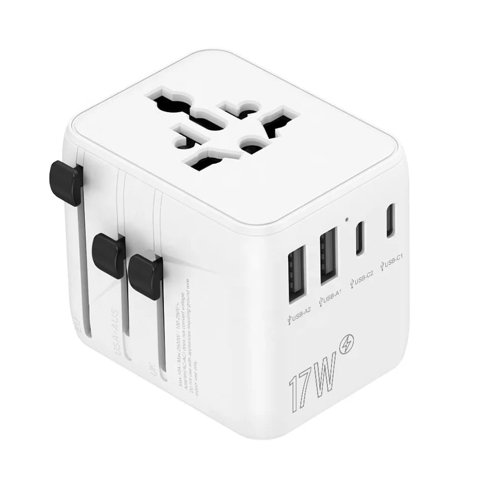 For World Plug 17w Dual USB C European Union UK US Australia Adapter Cheap Universal Desktop Copper Socket Travel Adapter