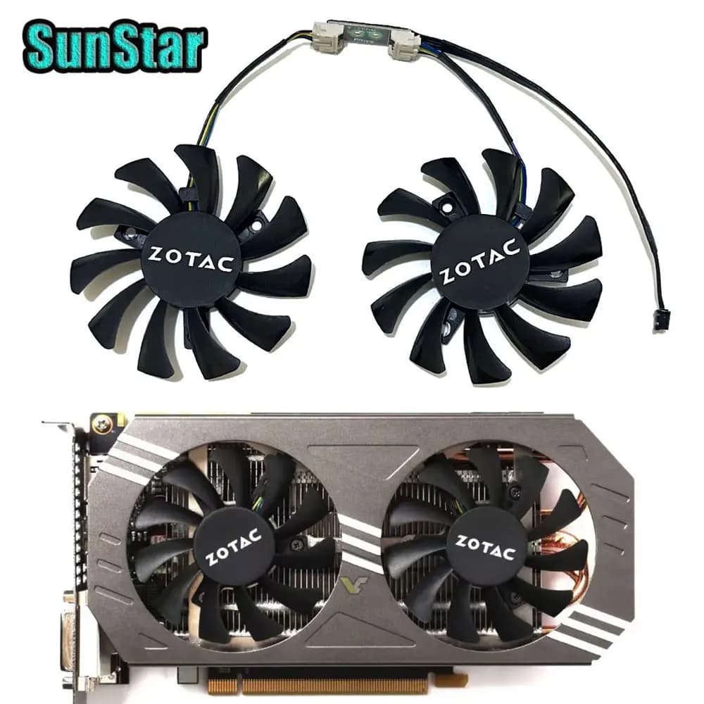 NEW GA81S2U GA91S2H 75MM GTX970 GPU Cooler Replacement Fan for ZOTAC GeForce GTX 970 4 GB Dual Video Card Cooling Fan
