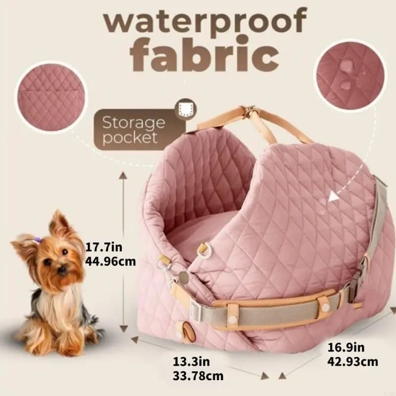 Seggiolino auto per animali domestici Lettino da viaggio convertibile Base antiscivolo Tasca portaoggetti inclusa KXRE