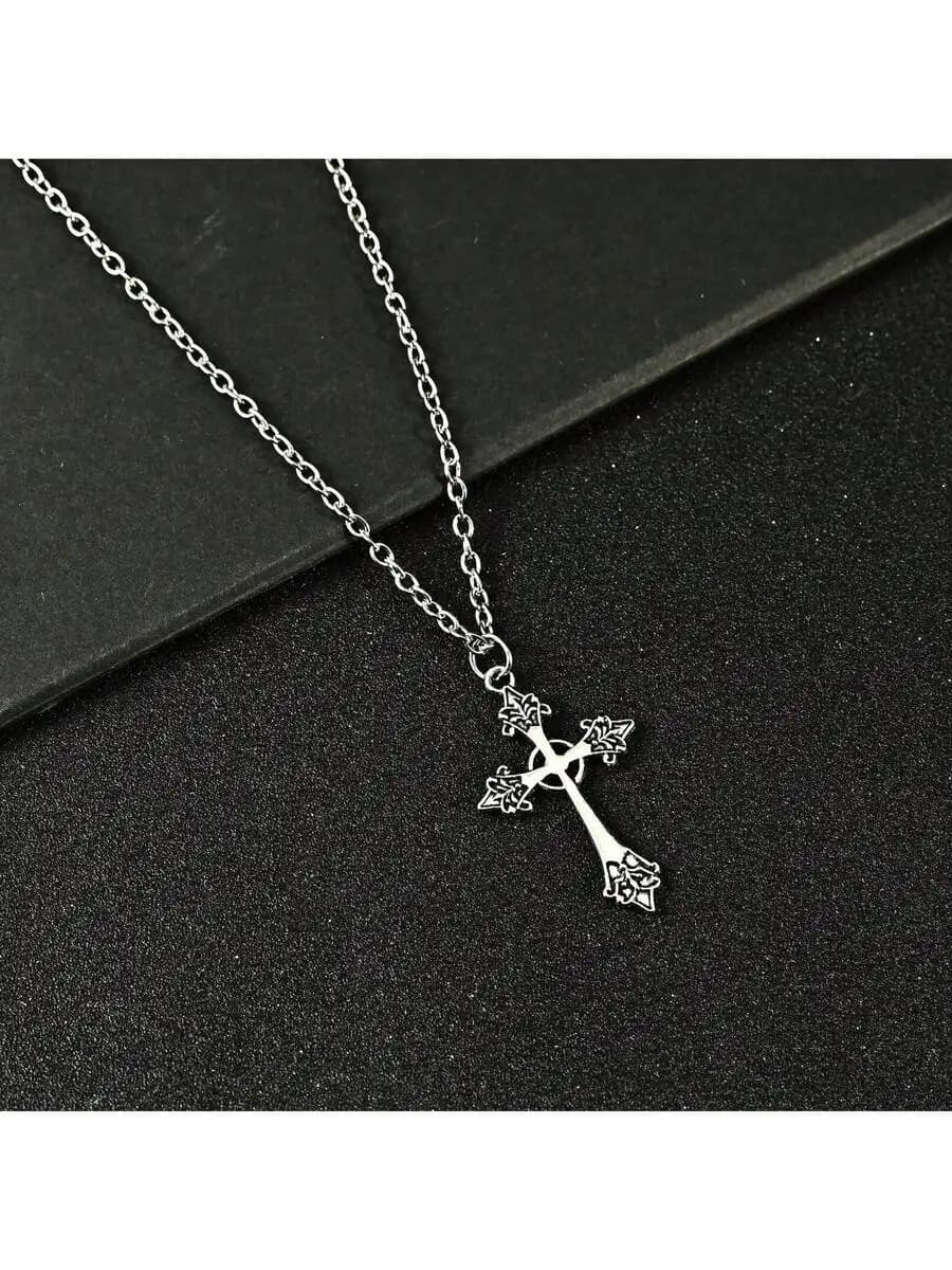 Collana con ciondolo a croce gotica vintage per donna, catena punk per clavicola, gioielli estetici