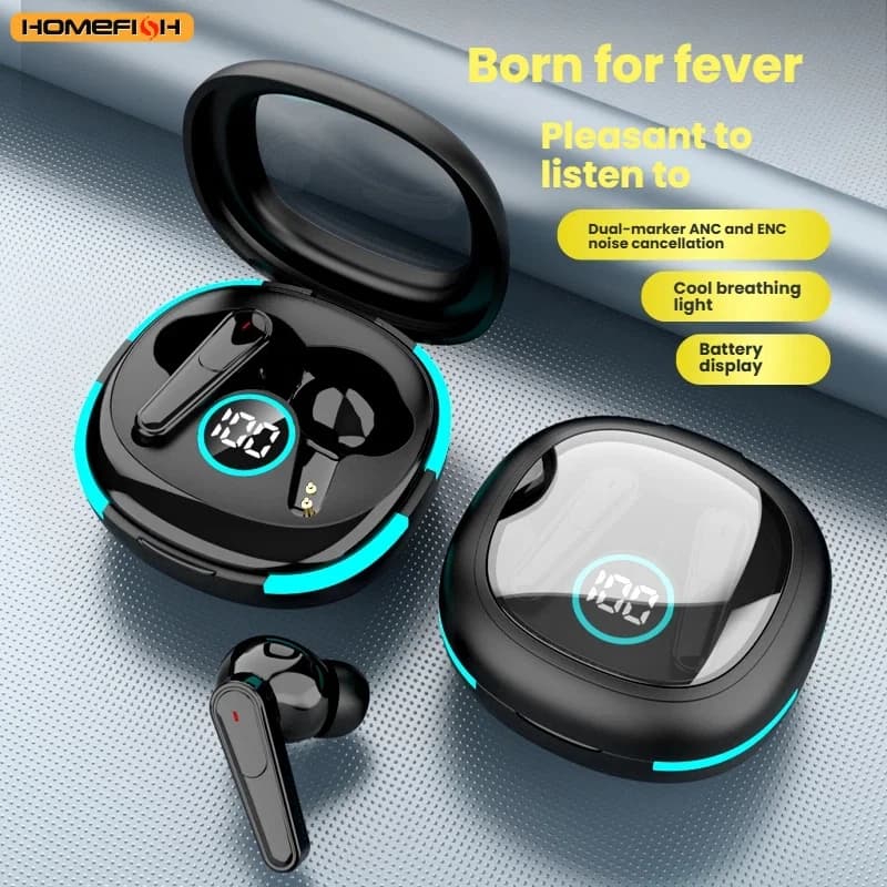 Auricolari wireless veri Plus50 ANC+ENC di vendita caldi, display digitale a LED, Smart Touch per iPhone Android