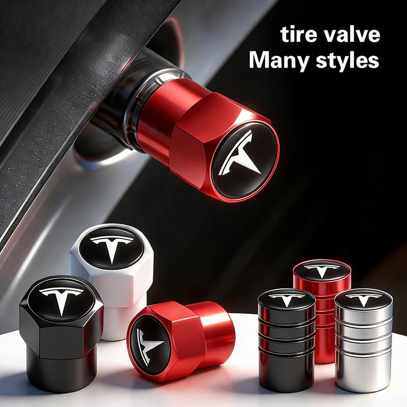 4Pcs 3D Metal Car Tire Valve Caps Wheel Dust Cover for Tesla Model 3 Highland 2023 Model S Model X Model Y