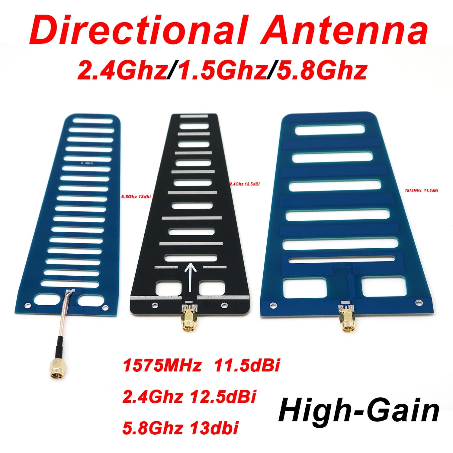 Antenna Direzionale 1575Mhz 2.4Ghz 5.8Ghz, Antenna Yagi ad Alto Guadagno LNA 1.5G GPS 2.4G 5.8G WIFI, Amplificatore di Potenza RF per Droni FPV RC