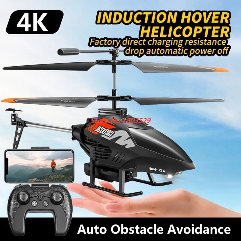 4K WIFI FPV Helicopter 3D Roll WIFI FPV MINI RC Helicopter Avoidance Obstacles LED Lighting RC WIFI FPV Airline for Kids RC Airline Toy