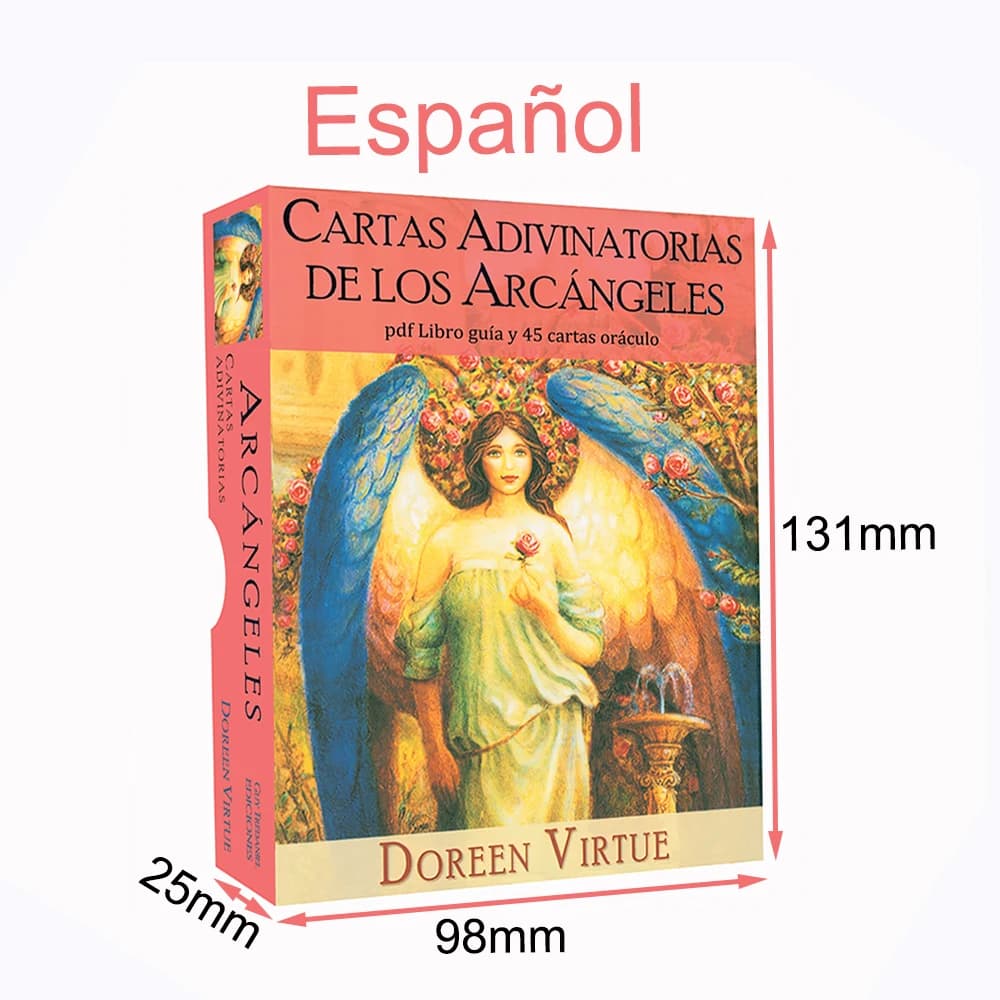 Carte Oracle spagnole – Mazzo da 45 Divinazione Arcangelo con Parole Chiave, 120×89 mm (4,72×3,5 pollici) Scatola rigida durevole e guida PDF