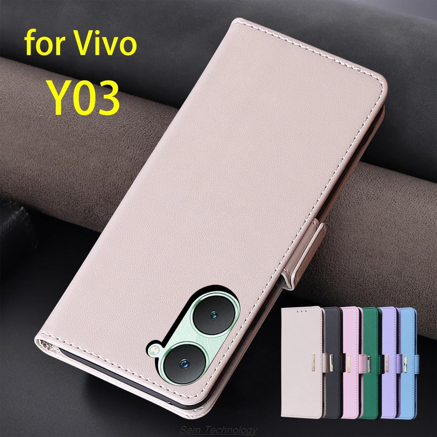 Custodia in pelle con fibbia magnetica per Vivo Y03 Y 03 Portafoglio da 6,56 "Boccaggio RFID Flip Cover femminile Semplice Capa Fundas Coque