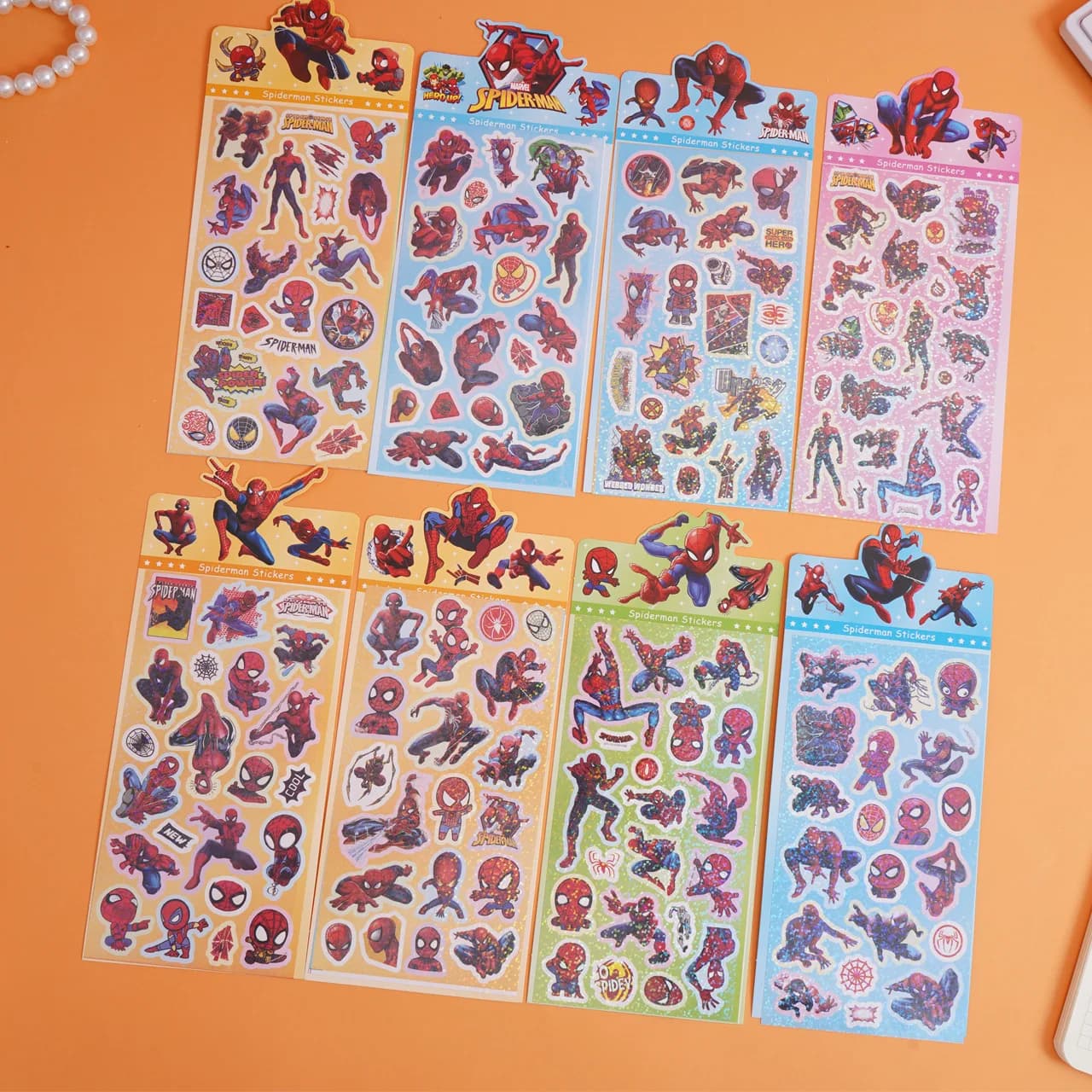 18 pcs/set Spider-Man Stickers Set, Waterproof PVC Cute Cartoon Decals for Kids DIY Scrapbook Laptop Water Bottle