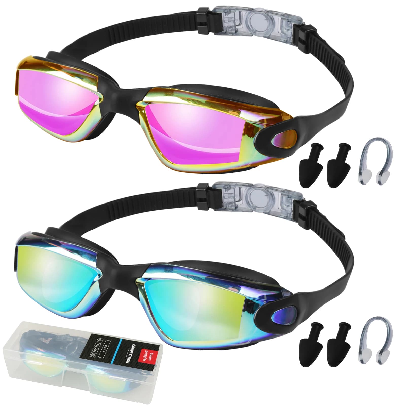 Professional swimming glasses without adjustable leaks with storage box for ear plugs Pool glasses for swimming sports Adults Children