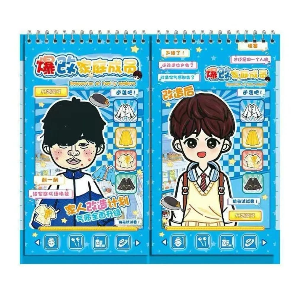 with Scraper Character Dress-Up Sticker Book Renovation Family Members Transform Teacher Student Handmade DIY Sticker Book