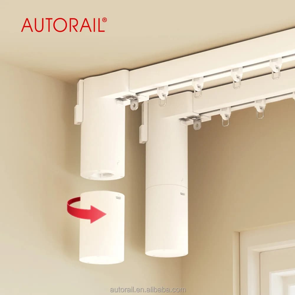 2026-Smart Automatic Zigbee Tuya Control Motorized Track Electric Battery Rechargeable Rail Drapery System Curtain Motor