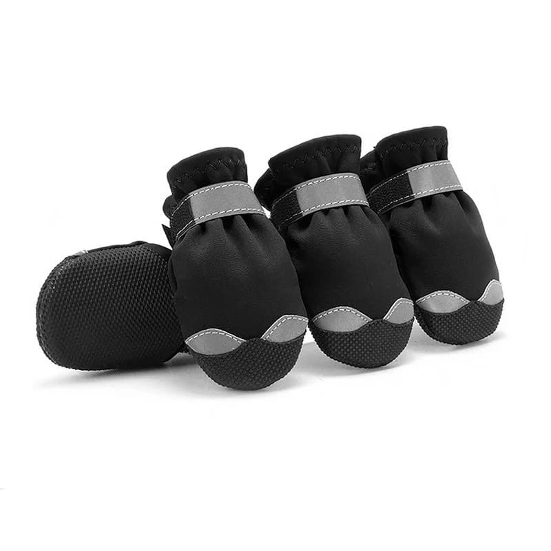 Scarpe per cani da compagnia Set da 4 pezzi Stivali per cani antiscivolo impermeabili con cinturino riflettente Stivaletti per animali domestici in velcro regolabili Protezioni per le zampe calde