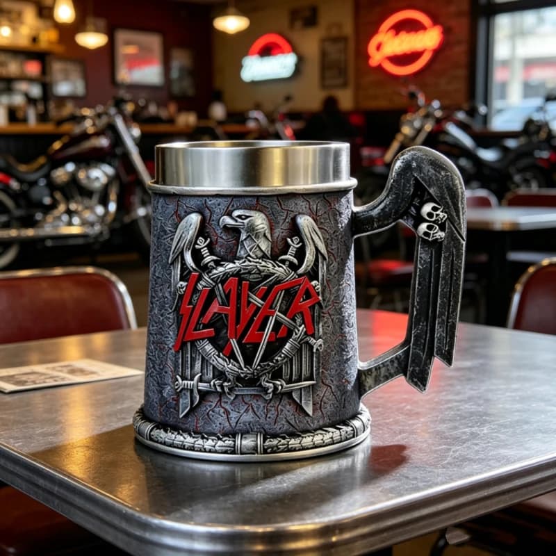 Boccale da Birra Gotico con Teschio in Acciaio Inossidabile Heavy Metal Eagle Tankard per Appassionati di Rock